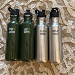 Green and Silver Stainless Steel Bottles